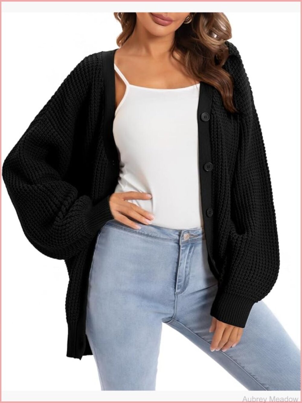 100% Cotton Oversized Button-Down Cardigan Sweater, Knit Outerwear